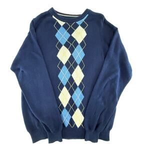 Jantzen Vintage Sweater Men's L Argyle Diamond Academia Cotton Blue Old Money